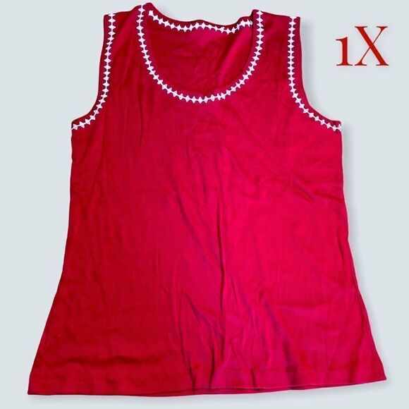 Dark Red Plus Rib Tank top 1X - Picture 1 of 7